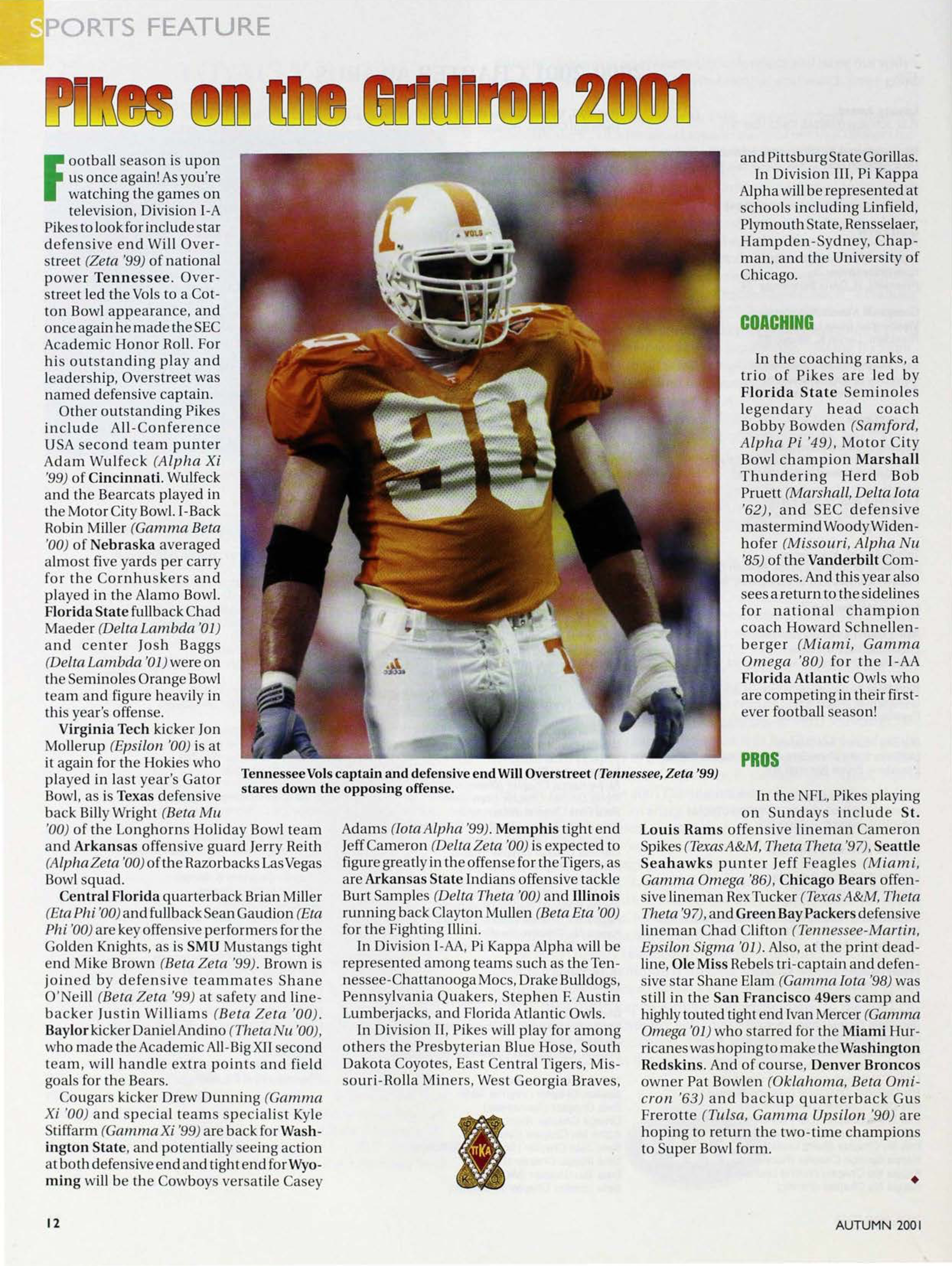 Sports Feature: Pikes on the Gridiron 2001